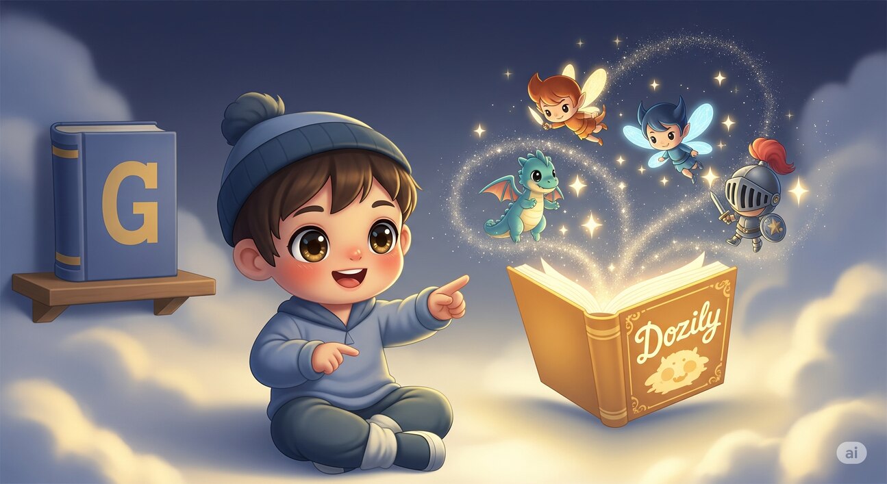 Parent and child reading a personalized Dozily bedtime story together