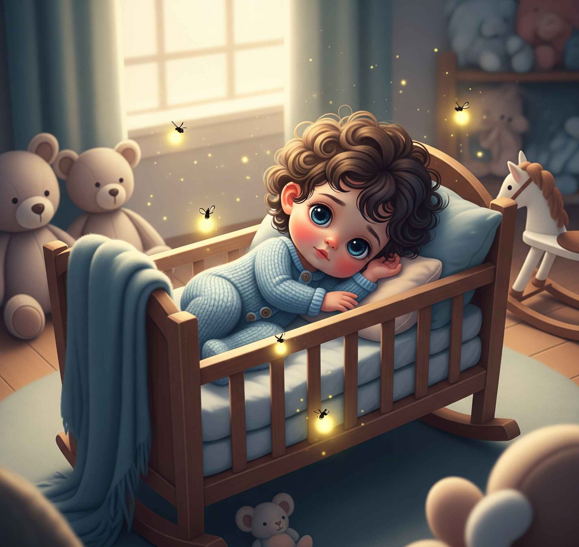 Toddler sleeping peacefully in bed
