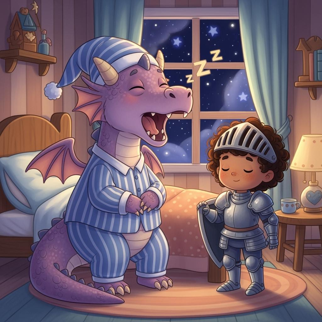 Personalized dragon bedtime story for children featuring child as hero